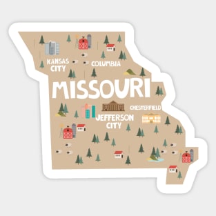 Missouri State USA Illustrated Map Sticker